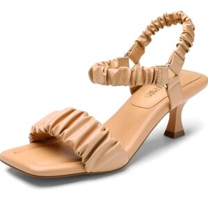 DREAM Pairs OPEN TOE TAN KITTEN HEEL